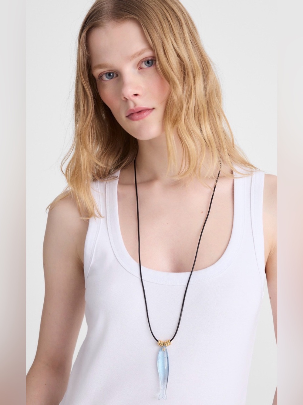 NWT MADEWELL Fish Charm Leather Cord Necklace - Picture 2 of 7